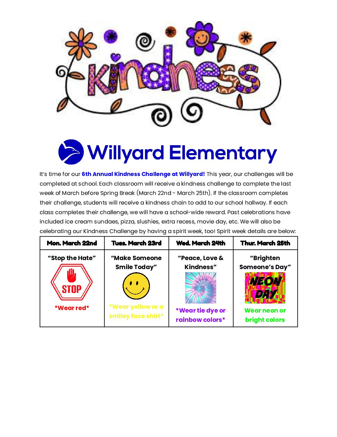 Willyard Kindness Challenge!