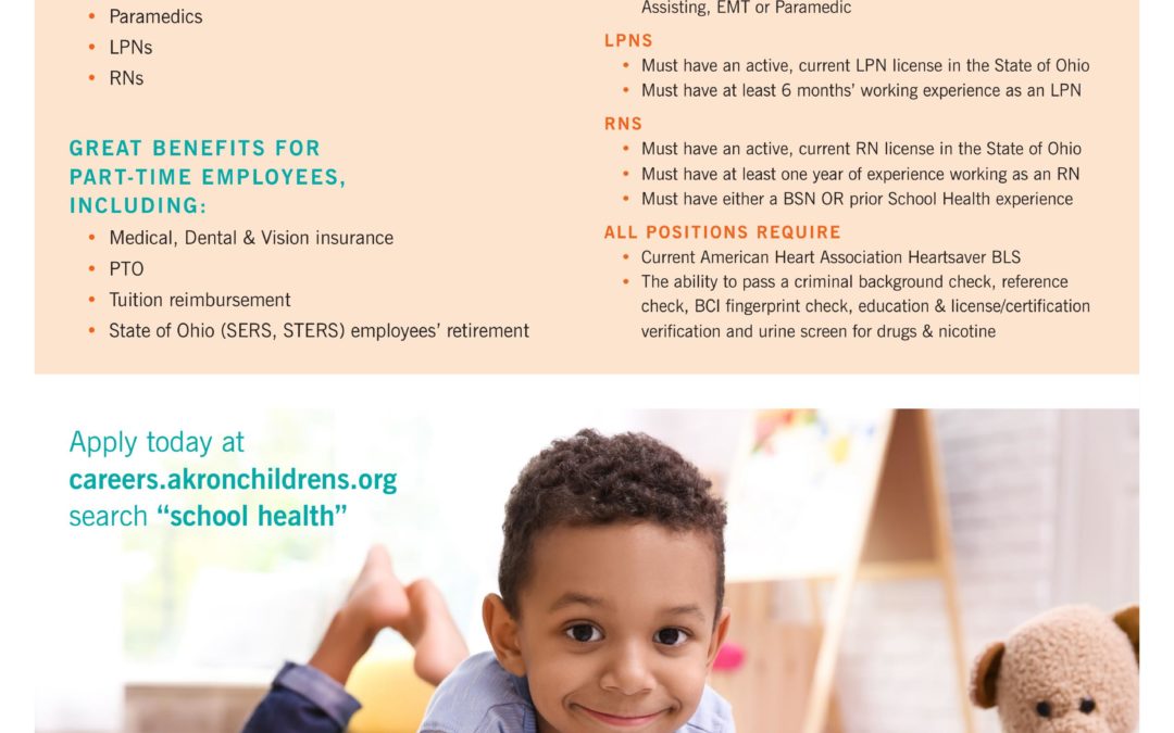 School Based Health Care Opportunities Available