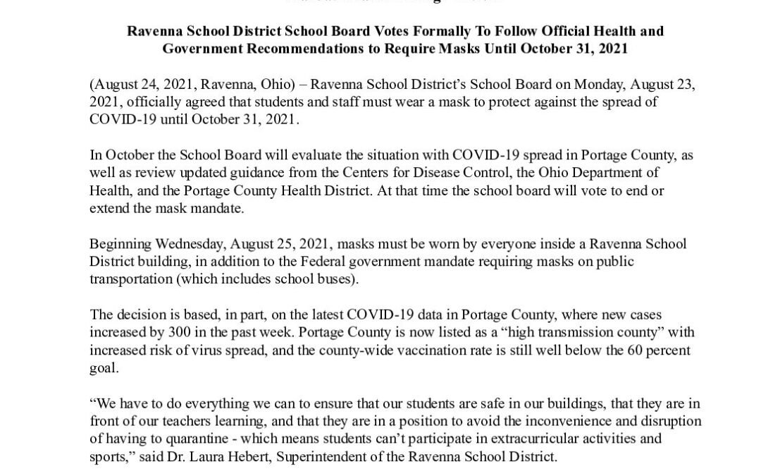 Final Ravenna School District Safe Learning Plan 20212022 Ravenna
